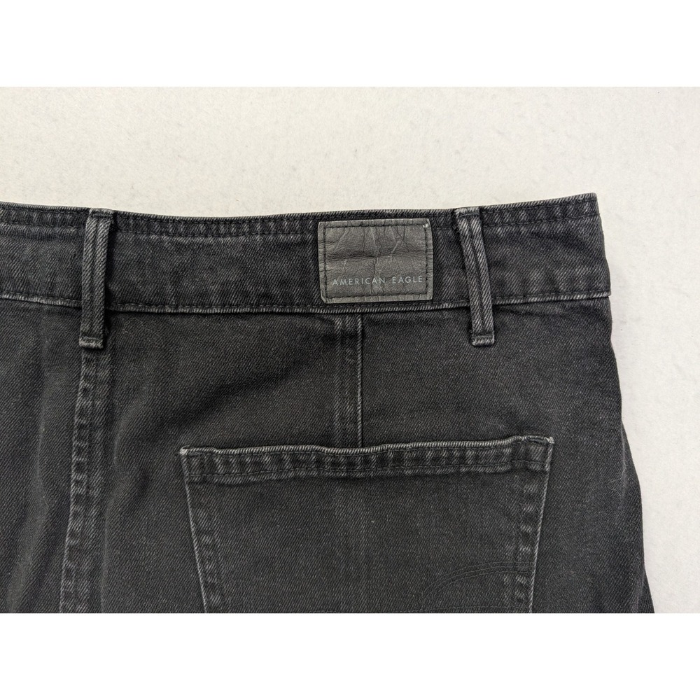 American Eagle Womens Denim Mini Skirt Sz 14 Button Front Black - Picture 6 of 8
